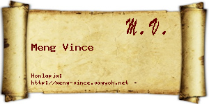 Meng Vince névjegykártya